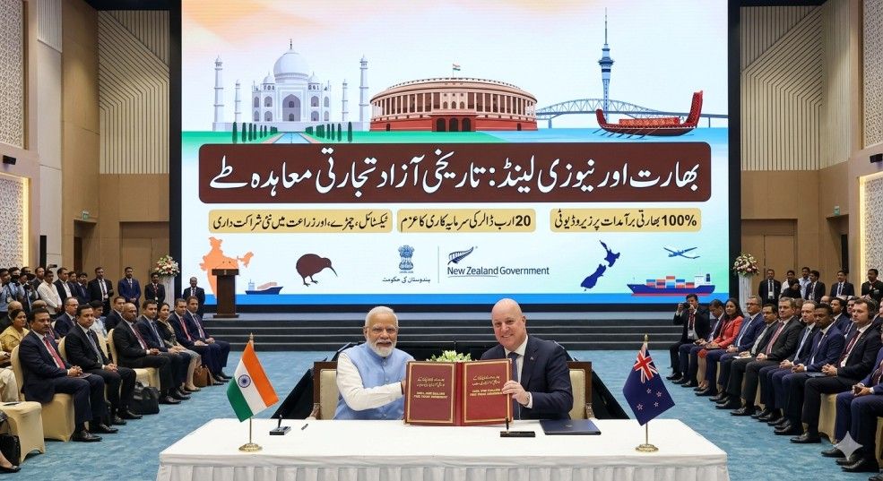 بھارت اور نیوزی لینڈ کے درمیان تاریخی آزاد تجارتی معاہدہ طے
