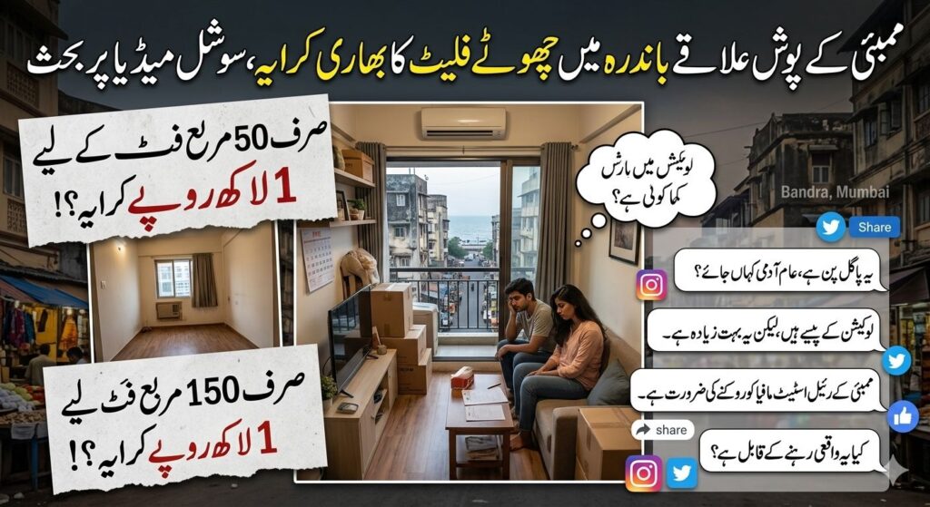 ممبئی کے علاقے باندرہ میں چھوٹے فلیٹ کا بھاری کرایہ، سوشل میڈیا پر بحث